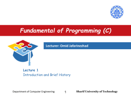 Fundamental of Programming (C) - Computer Engineering Department