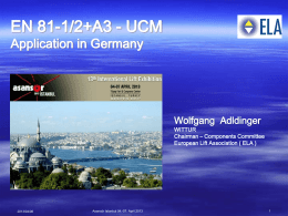EN 81-1/2+A3 - UCM Application in Germany