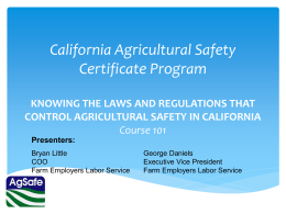 California Agricultural Safety Certificate Program