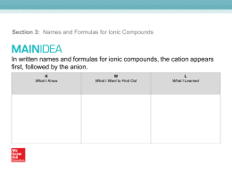 Formulas for Ionic Compounds