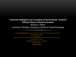 Collective Intelligence And Cocreation Of Social Goods: Toward A