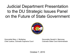 Judicial Department Presentation to Long Term Fiscal Stability
