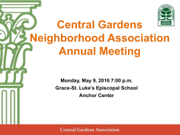 Central Gardens Neighborhood Association Annual Meeting