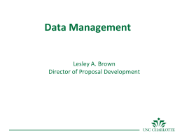 Data Management - UNC Charlotte ADVANCE