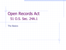 Open Records Act Powerpoint - Muskogee County Bar Association