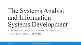 The Systems Analyst and Information Systems Development