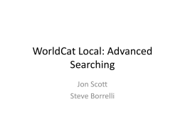 WorldCat Local: Advanced Searching