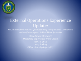 External OE Update - Operating Experience