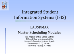 LAUSDMAX Master Scheduling Module