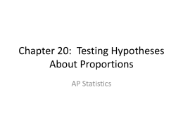 Chapter 20: Testing Hypotheses About Proportions
