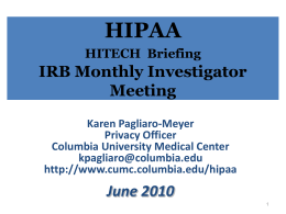 HIPAA - Columbia University Medical Center