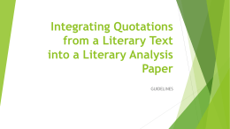 Integrating Quotations from a Literary Text