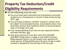 Special Situation for Property Tax Credit
