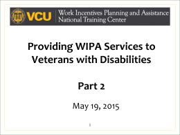 Providing WIPA Services to Veterans with Disabilities