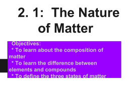 2. 1: The Nature of Matter