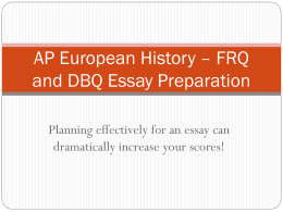 FRQ and DBQ Essay Preparation