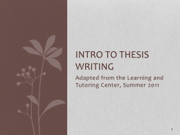 Intro to thesis writing
