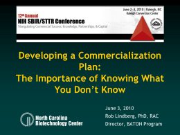 Developing a Commercialization Plan