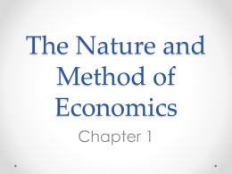 The Nature and Method of Economics