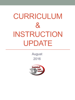 Curriculum Update 8-8-16