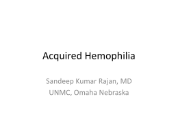 Acquired Hemophilia - Great Plains Bleeding and Clotting Disorders