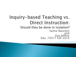 Inquiry-based Teaching vs. Direct Instruction