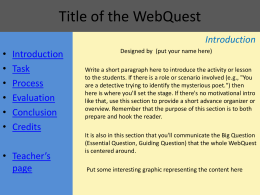 Title of the WebQuest