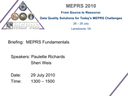 - the MEPRS Information Portal