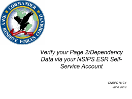 Page 2/Dependency Data Verification via NSIPS ESR