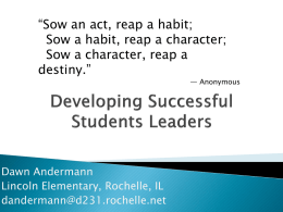Developing Successful Students Leaders 10 03 15