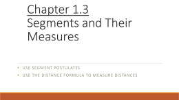 Chapter 1.3 Segments and Their Measures
