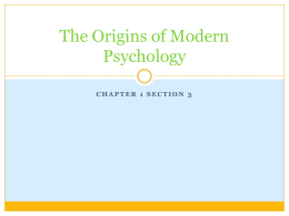 The Origins of Modern Psychology