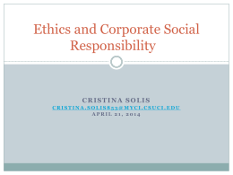 Ethics and Corporate Social Responsibility