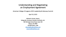 Understanding and Negotiating an Employment Agreement April 18