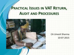 Practical Issues in VAT Return, Audit - PuneICAI