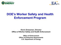 DOE`s Worker Safety and Health Enforcement Program