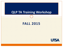 QLP TA Training Workshop - Quantitative Literacy Program