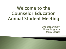 Welcome to our Annual Student Meeting of the Department of