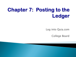 Chapter 7: Posting to the Ledger
