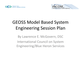 GEOSS Model Based System Engineering Session Plan