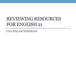 Internet Resources for English 21 - Fall 2014