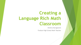 Creating a Language Rich Math Classroom