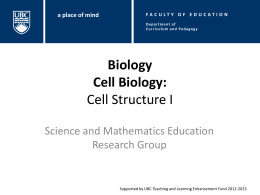 Biology Cell Biology: Cell Structure I