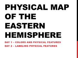 Above the map write the title for your map Physical Map of the Eastern
