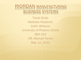 Riordan Manufacturing Business System