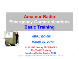 EmComm1 Review - Alachua County ARES