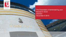 The Essentials of Administering your Research Grant