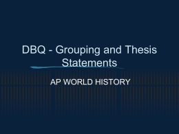 DBQ - Grouping and Thesis Statements