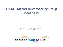 I-SEM Market Rules Working Group