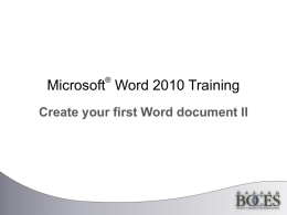 Create your first Word document II